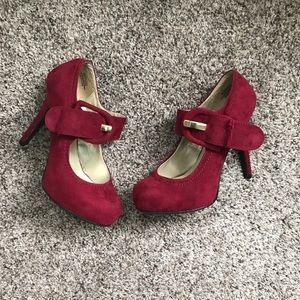 Faux suede heels